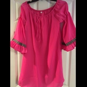 Hot pink detail sleeve tunic